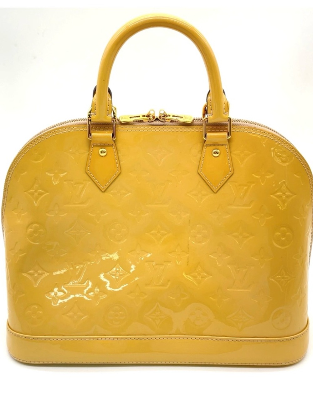 Louis Vuitton Yellow Vernis Alma Satchel - Picture 2 of 16